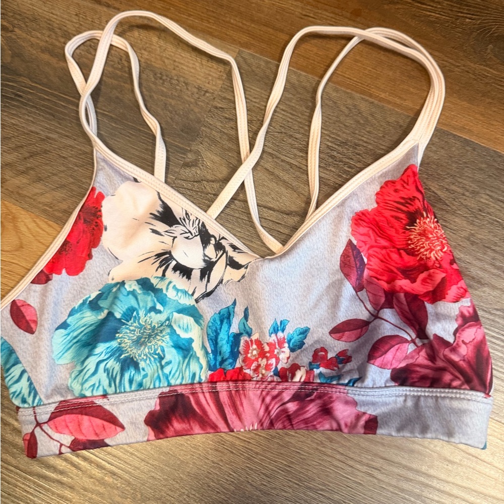 Old Navy Floral Strappy Bralette - Pink, Teal & Red Accents